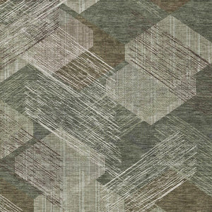 HomeRoots 10 X 14 Olive Geometric Polyester Area Rug Washable Indoor Outdoor Patio 734505