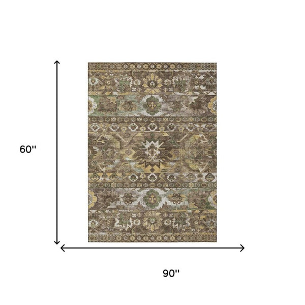 5x8 Cactus Polyester Area Rug Washable Stain Resistant for Patio or Living Room