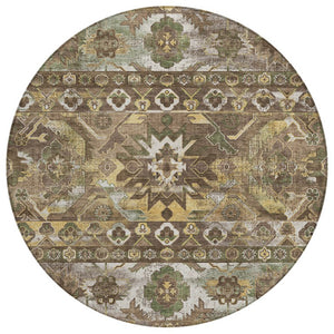 8 Foot Round Cactus Polyester Area Rug Stain Resistant for Indoor Outdoor Use