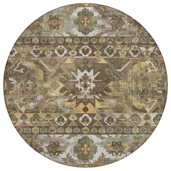 8 Foot Round Cactus Polyester Area Rug Stain Resistant for Indoor Outdoor Use
