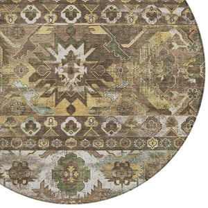 HomeRoots 8 Foot Round Cactus Polyester Area Rug Stain Resistant for Indoor Outdoor Use 734508