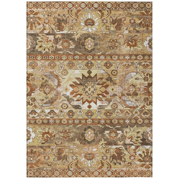 5x8 Gold Saffron Cactus Polyester Area Rug Washable Stain Resistant Patio Porch