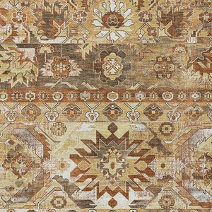HomeRoots 5x8 Gold Saffron Cactus Polyester Area Rug Washable Stain Resistant Patio Porch 734513