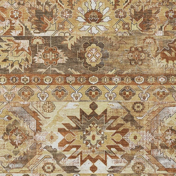 HomeRoots 5x8 Gold Saffron Cactus Polyester Area Rug Washable Stain Resistant Patio Porch 734513