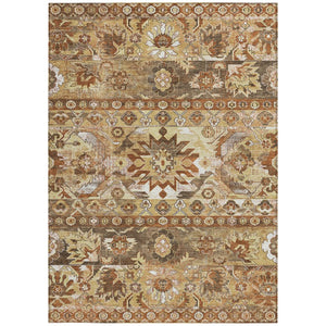 8 X 10 Gold Saffron Cactus Polyester Area Rug Washable Stain Resistant Patio