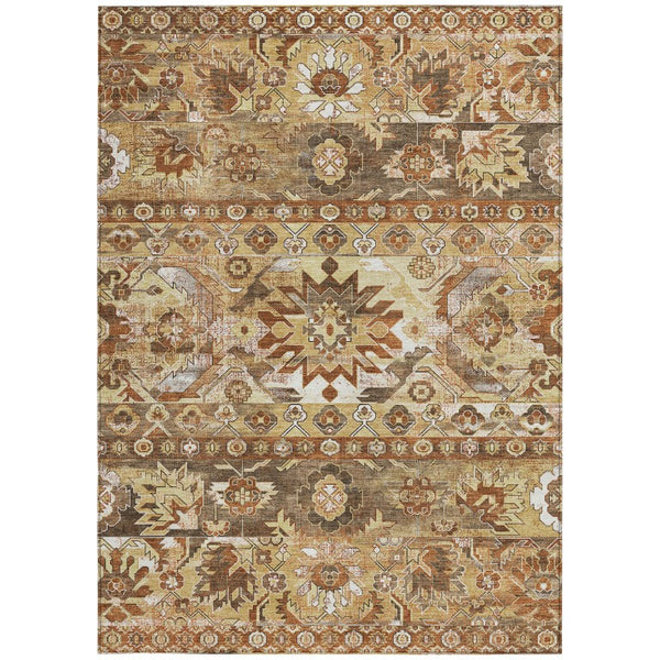 8 X 10 Gold Saffron Cactus Polyester Area Rug Washable Stain Resistant Patio