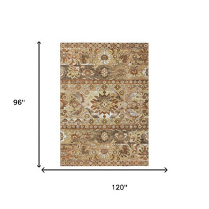 8 X 10 Gold Saffron Cactus Polyester Area Rug Washable Stain Resistant Patio