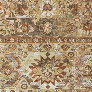 HomeRoots 9x12 Gold Saffron Cactus Polyester Area Rug Washable Stain Resistant Indoor Outdoor 734516