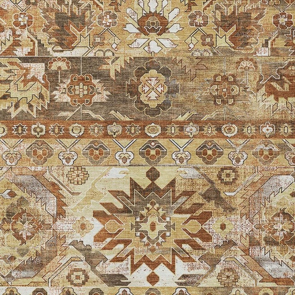 HomeRoots 9x12 Gold Saffron Cactus Polyester Area Rug Washable Stain Resistant Indoor Outdoor 734516