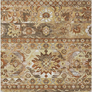 9x12 Gold Saffron Cactus Polyester Area Rug Washable Stain Resistant Indoor Outdoor