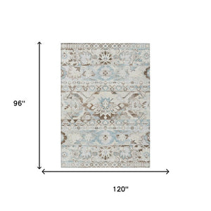 8x10 Ivory Linen Cactus Polyester Area Rug Washable Stain Resistant Indoor Outdoor