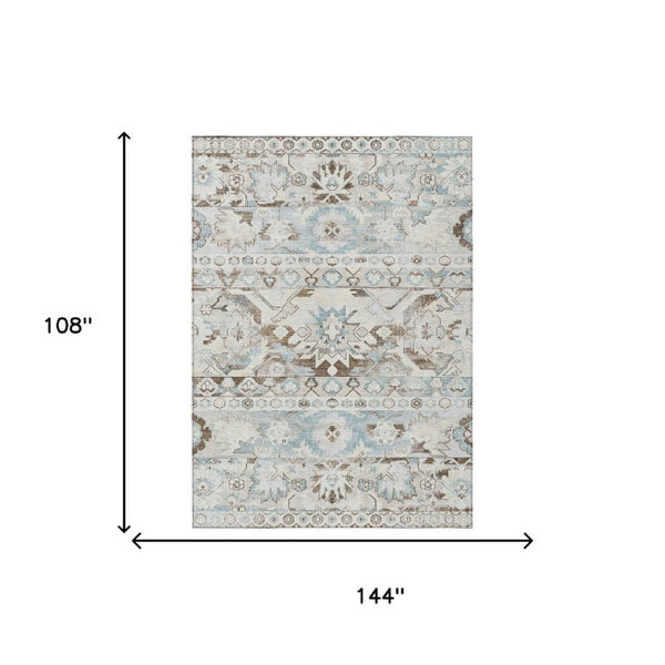 9 X 12 Ivory Linen Cactus Polyester Area Rug Stain Resistant for Patio or Living Room