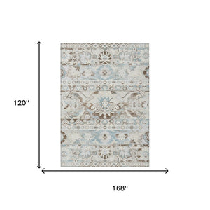 10 X 14 Ivory Linen Cactus Polyester Washable Rug for Patio Porch or Living Room