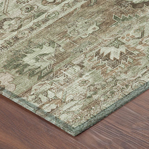 5x8 Sage Green Cactus Polyester Area Rug Washable Stain Resistant Indoor Outdoor