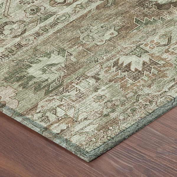 5x8 Sage Green Cactus Polyester Area Rug Washable Stain Resistant Indoor Outdoor