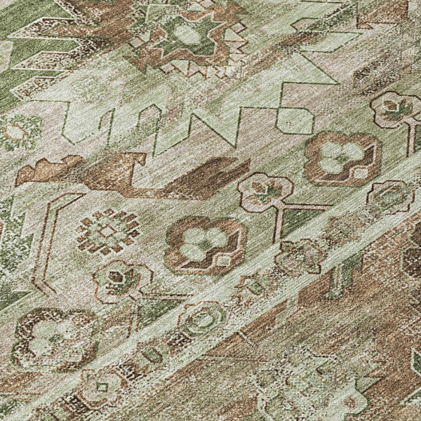 8 Ft Round Cactus Print Polyester Area Rug Washable Stain Resistant Indoor Outdoor Sage Green