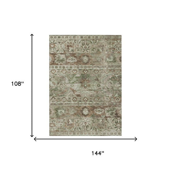 9x12 Cactus Print Washable Polyester Area Rug for Patio Porch or Living Room