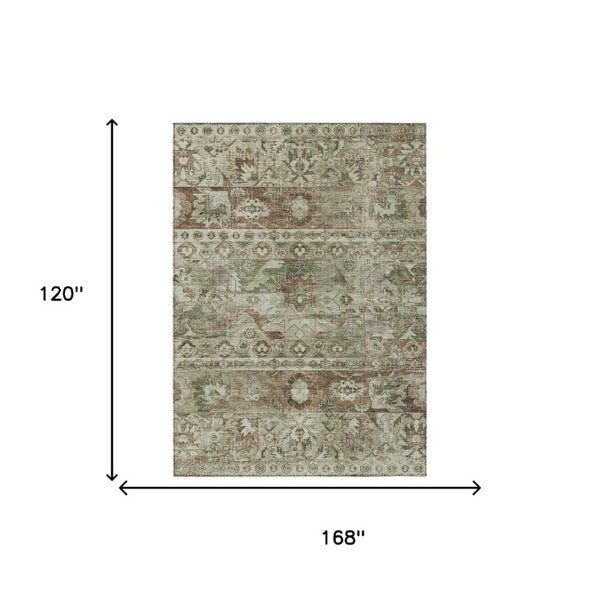 10 X 14 Cactus Print Polyester Area Rug Washable Stain Resistant Indoor Outdoor Patio