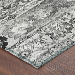 5 X 8 Silver Gray Cactus Polyester Area Rug Stain Resistant for Patio or Porch