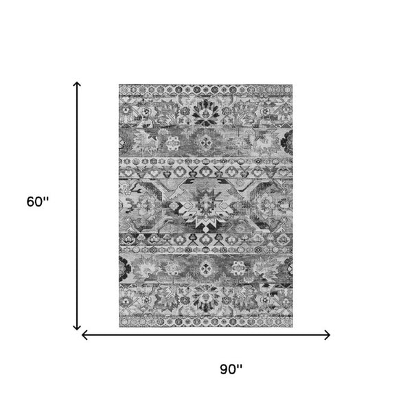 5 X 8 Silver Gray Cactus Polyester Area Rug Stain Resistant for Patio or Porch