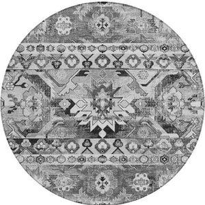 8 Foot Round Cactus Print Polyester Rug Washable Stain Resistant Indoor Outdoor Use