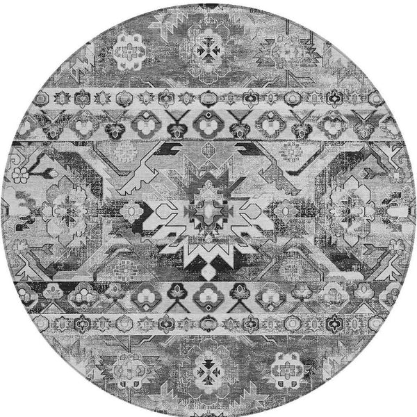 8 Foot Round Cactus Print Polyester Rug Washable Stain Resistant Indoor Outdoor Use