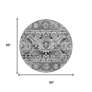 8 Foot Round Cactus Print Polyester Rug Washable Stain Resistant Indoor Outdoor Use