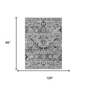 8x10 Silver Gray Cactus Polyester Area Rug Stain Resistant for Patio or Living Room