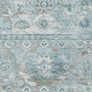 HomeRoots 5x8 Teal Cactus Polyester Area Rug Stain Resistant for Patio Porch or Living Room 734537