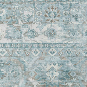 HomeRoots 8x10 Teal Silver Cactus Polyester Area Rug Stain Resistant for Patio or Living Room 734539