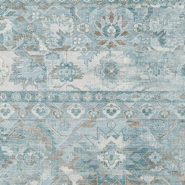 HomeRoots 8x10 Teal Silver Cactus Polyester Area Rug Stain Resistant for Patio or Living Room 734539