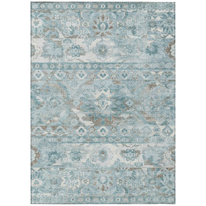 10 X 14 Teal Cactus Polyester Area Rug Washable Stain Resistant Indoor Outdoor