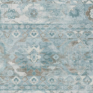 HomeRoots 10 X 14 Teal Cactus Polyester Area Rug Washable Stain Resistant Indoor Outdoor 734541
