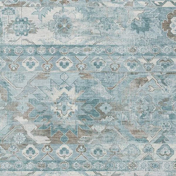 HomeRoots 10 X 14 Teal Cactus Polyester Area Rug Washable Stain Resistant Indoor Outdoor 734541