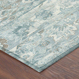 10 X 14 Teal Cactus Polyester Area Rug Washable Stain Resistant Indoor Outdoor