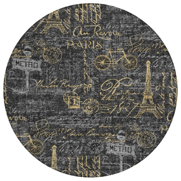 8 Foot Round Southwestern Geometric Polyester Rug Washable for Patio or Family Room