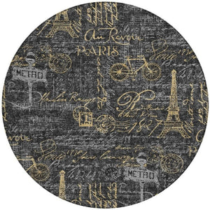 8 Foot Round Southwestern Geometric Polyester Rug Washable for Patio or Family Room