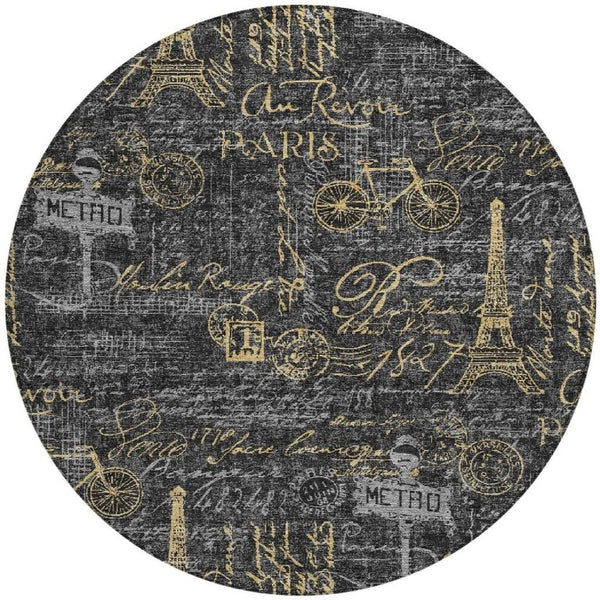 8 Foot Round Southwestern Geometric Polyester Rug Washable for Patio or Family Room