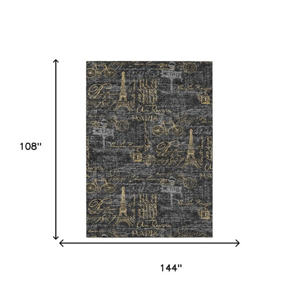 9x12 Southwestern Geometric Polyester Area Rug Washable Stain Resistant Indoor Outdoor