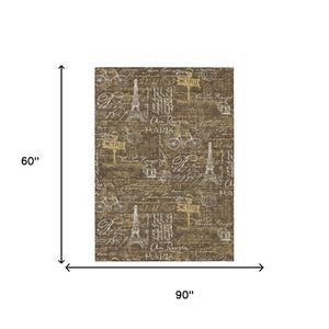 5 X 8 Southwestern Polyester Area Rug Stain Resistant for Patio Porch or Living Room