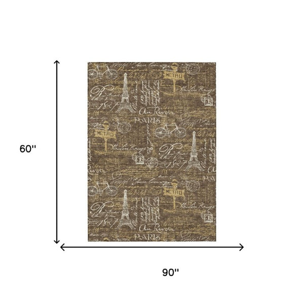 5 X 8 Southwestern Polyester Area Rug Stain Resistant for Patio Porch or Living Room