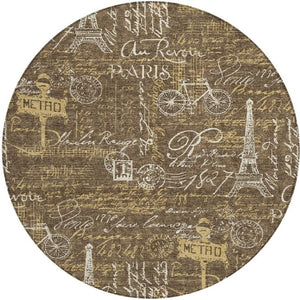 8 Ft Round Southwestern Geometric Polyester Rug Stain Resistant Indoor Outdoor Use