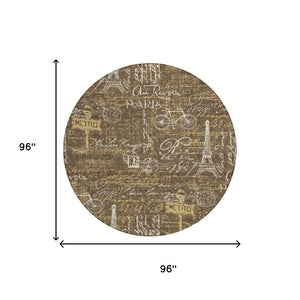 8 Ft Round Southwestern Geometric Polyester Rug Stain Resistant Indoor Outdoor Use