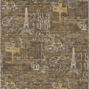 9x12 Southwestern Polyester Area Rug Stain Resistant Indoor Outdoor Brown Tones