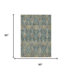 5x8 Floral Medallion Polyester Area Rug Washable for Indoor Outdoor Living Spaces