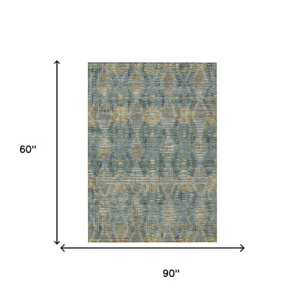 5x8 Floral Medallion Polyester Area Rug Washable for Indoor Outdoor Living Spaces