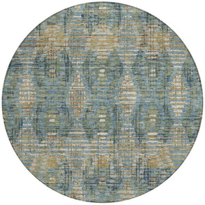 8 Ft Round Floral Medallion Polyester Area Rug Washable Indoor Outdoor Patio