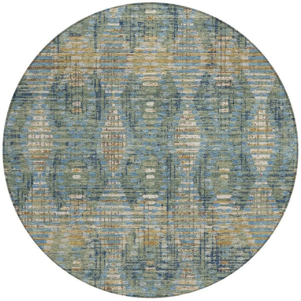 8 Ft Round Floral Medallion Polyester Area Rug Washable Indoor Outdoor Patio
