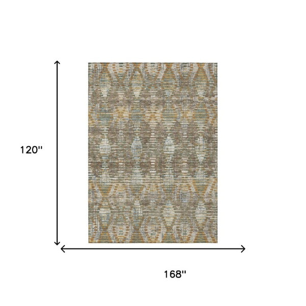10 Ft X 14 Ft Medallion Floral Polyester Area Rug Washable for Indoor Outdoor Use
