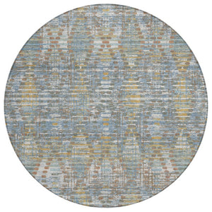8 Ft Round Floral Medallion Rug Washable Polyester Stain Resistant Indoor Outdoor Patio